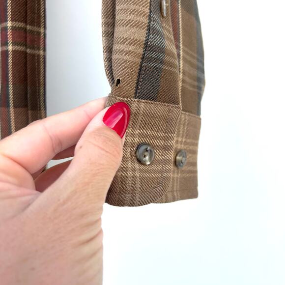 Vintage Ralph Lauren RLL Plaid Brown Button Down Shirt Small Worsted Wool - Picture 9 of 10
